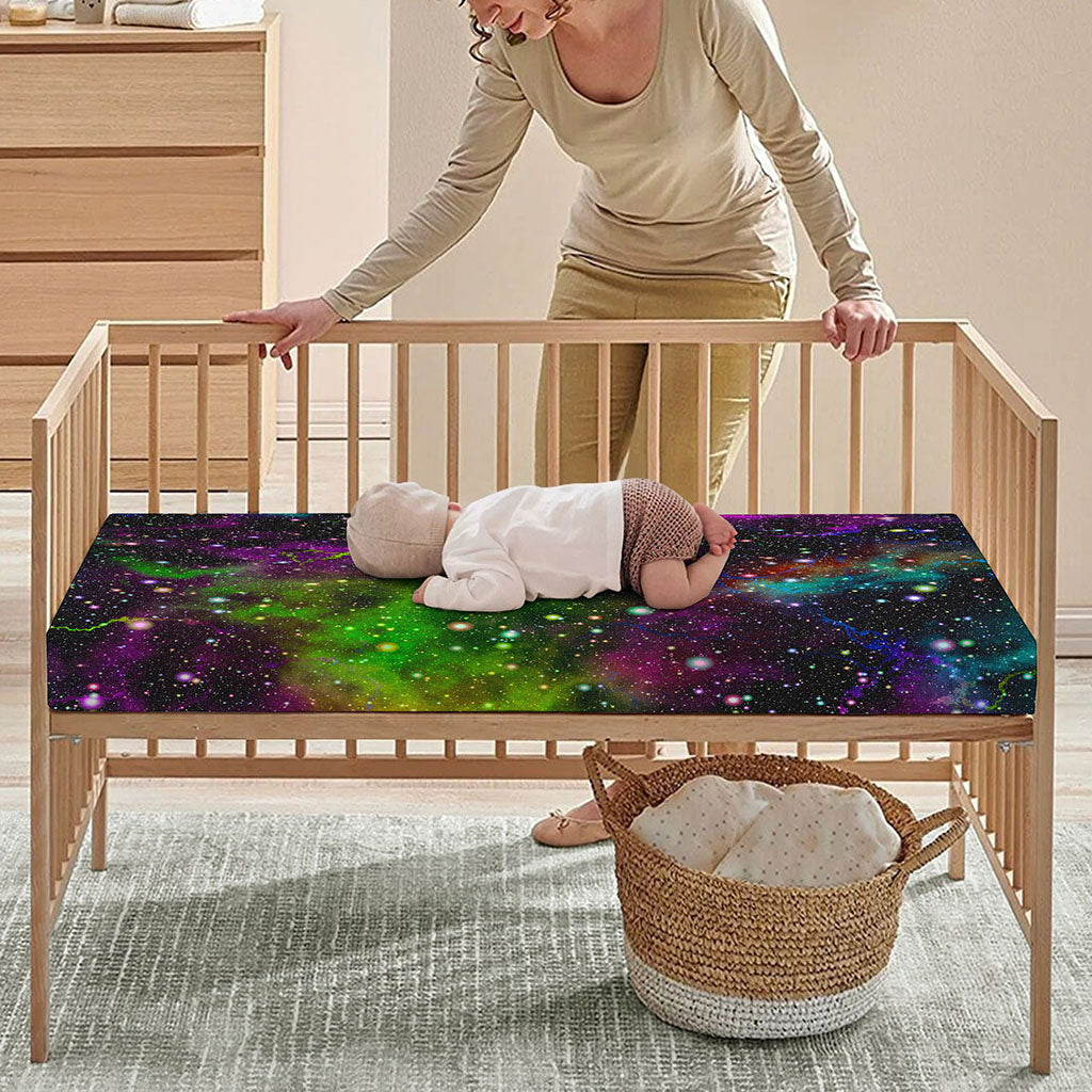 Abstract Dark Galaxy Space Print Baby Crib Sheet