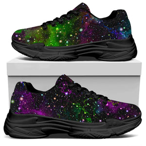 Abstract Dark Galaxy Space Print Black Chunky Shoes