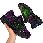 Abstract Dark Galaxy Space Print Black Chunky Shoes