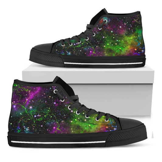 Abstract Dark Galaxy Space Print Black High Top Sneakers