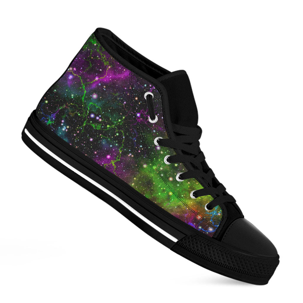 Abstract Dark Galaxy Space Print Black High Top Sneakers