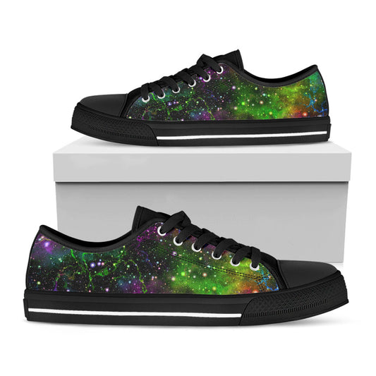 Abstract Dark Galaxy Space Print Black Low Top Sneakers