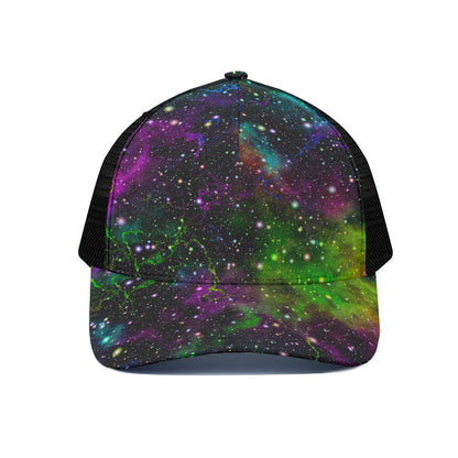 Abstract Dark Galaxy Space Print Black Mesh Trucker Cap