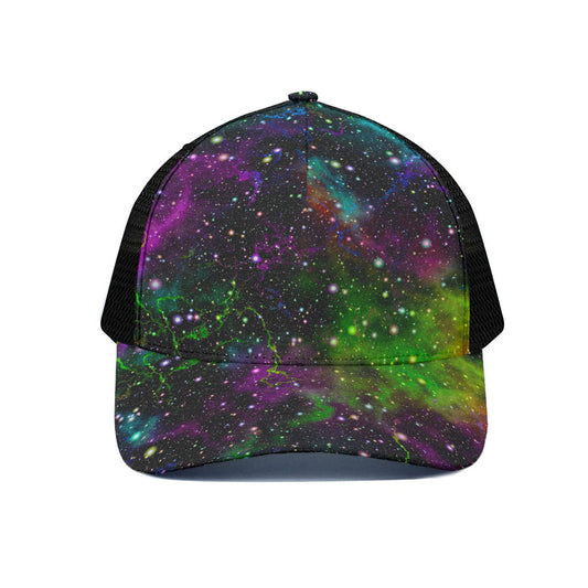 Abstract Dark Galaxy Space Print Black Mesh Trucker Cap
