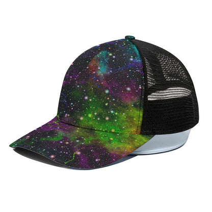 Abstract Dark Galaxy Space Print Black Mesh Trucker Cap