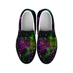 Abstract Dark Galaxy Space Print Black Slip On Sneakers