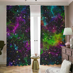 Abstract Dark Galaxy Space Print Blackout Pencil Pleat Curtains