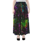 Abstract Dark Galaxy Space Print Chiffon Maxi Skirt