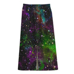 Abstract Dark Galaxy Space Print Cotton Front Slit Maxi Skirt