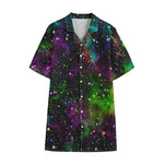 Abstract Dark Galaxy Space Print Cotton Hawaiian Shirt