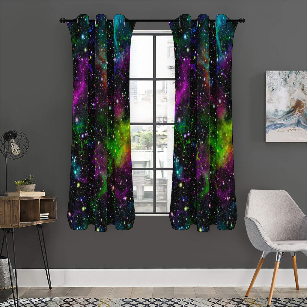 Abstract Dark Galaxy Space Print Curtain