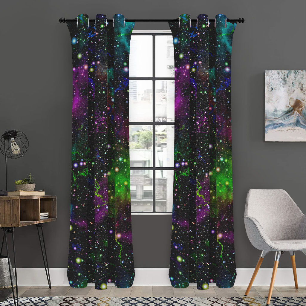 Abstract Dark Galaxy Space Print Curtain