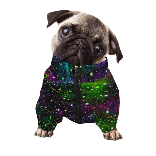 Abstract Dark Galaxy Space Print Dog Zip Up Jacket