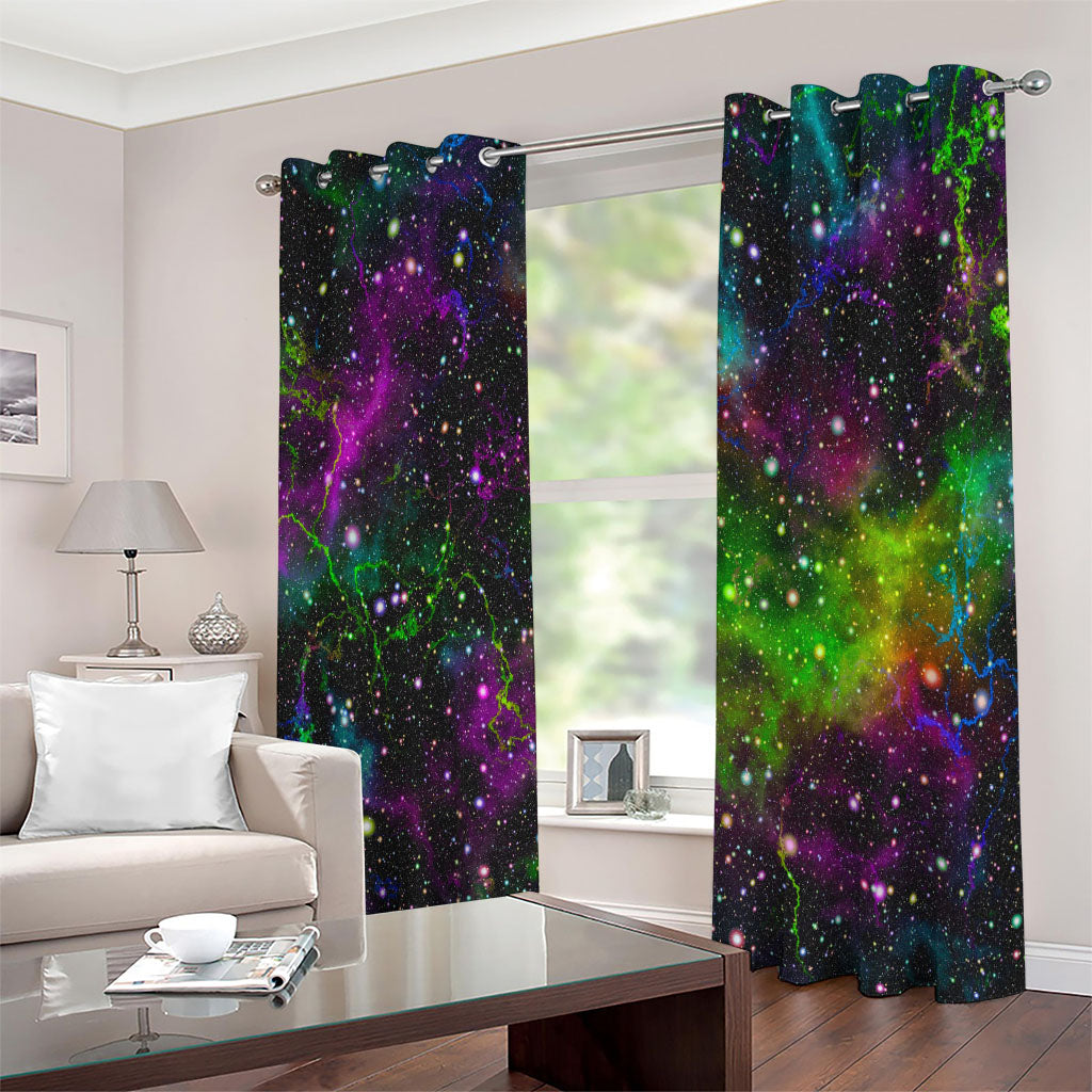 Abstract Dark Galaxy Space Print Extra Wide Grommet Curtains