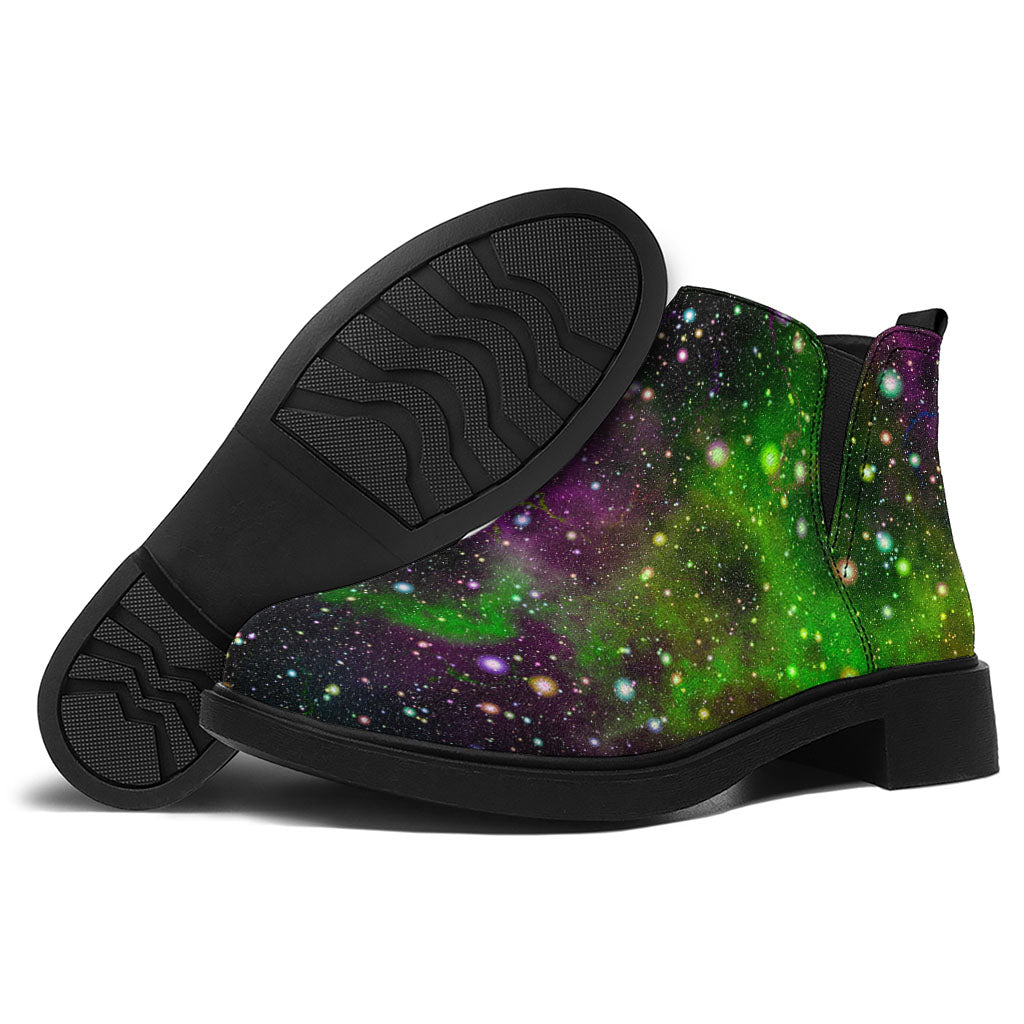 Abstract Dark Galaxy Space Print Flat Ankle Boots