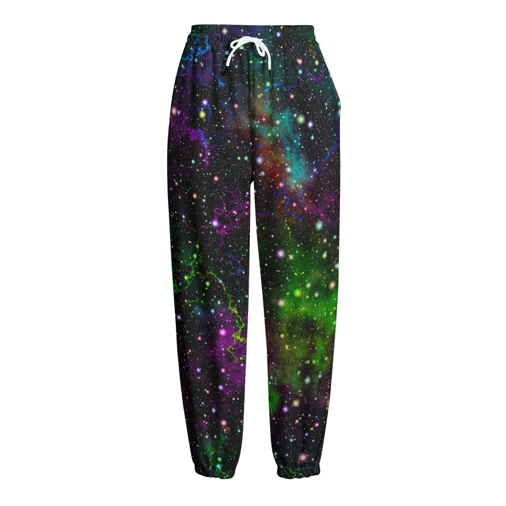 Abstract Dark Galaxy Space Print Fleece Lined Knit Pants