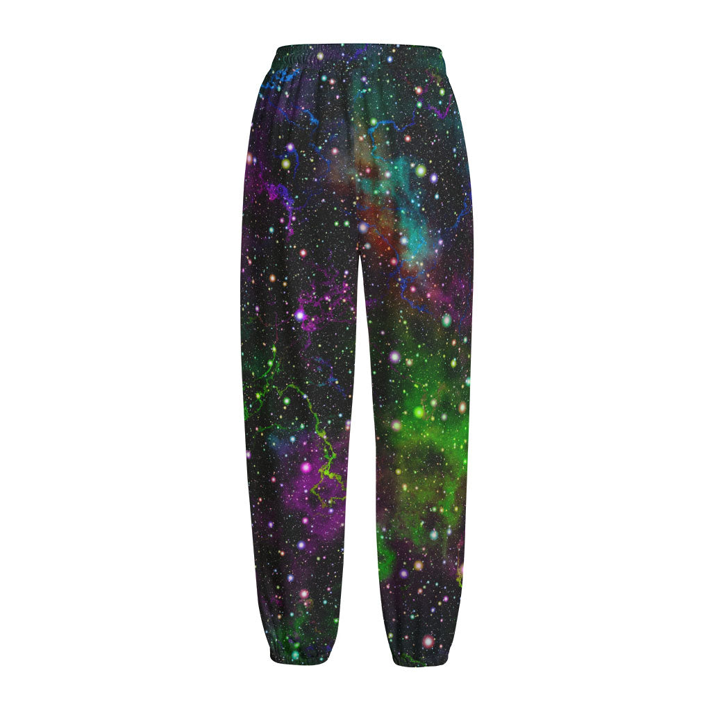 Abstract Dark Galaxy Space Print Fleece Lined Knit Pants