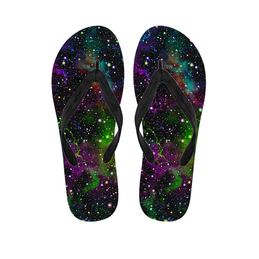 Abstract Dark Galaxy Space Print Flip Flops