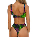 Abstract Dark Galaxy Space Print Front Bow Tie Bikini