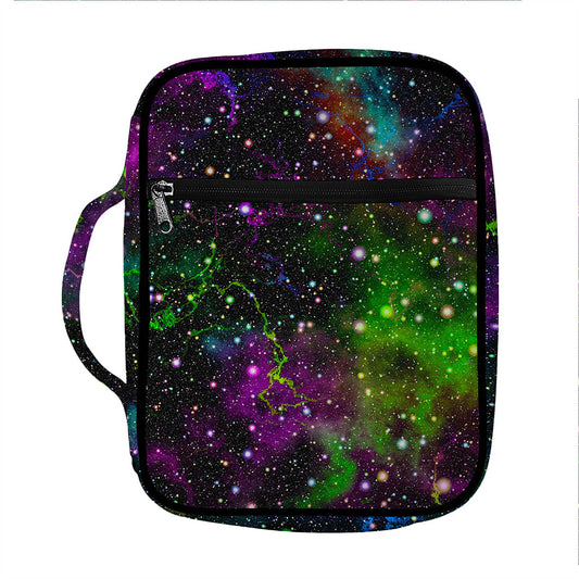 Abstract Dark Galaxy Space Print Front Pocket Bible Bag
