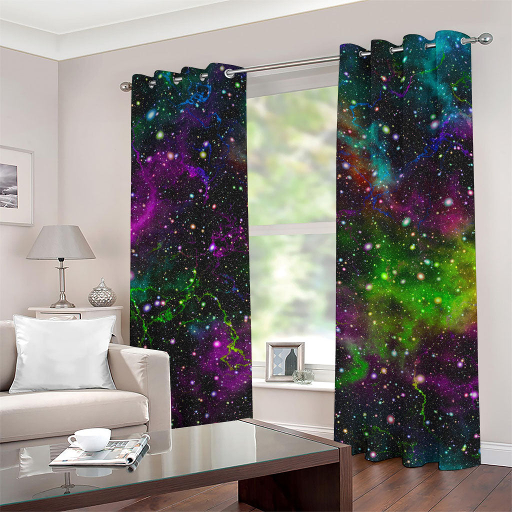 Abstract Dark Galaxy Space Print Grommet Curtains