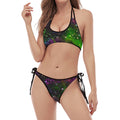 Abstract Dark Galaxy Space Print Halter Scoop Tie Side Bikini