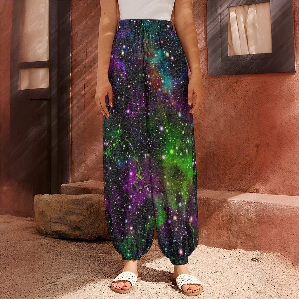 Abstract Dark Galaxy Space Print Harem Pants
