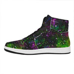 Abstract Dark Galaxy Space Print High Top Leather Sneakers