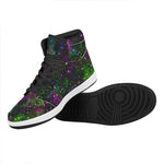 Abstract Dark Galaxy Space Print High Top Leather Sneakers