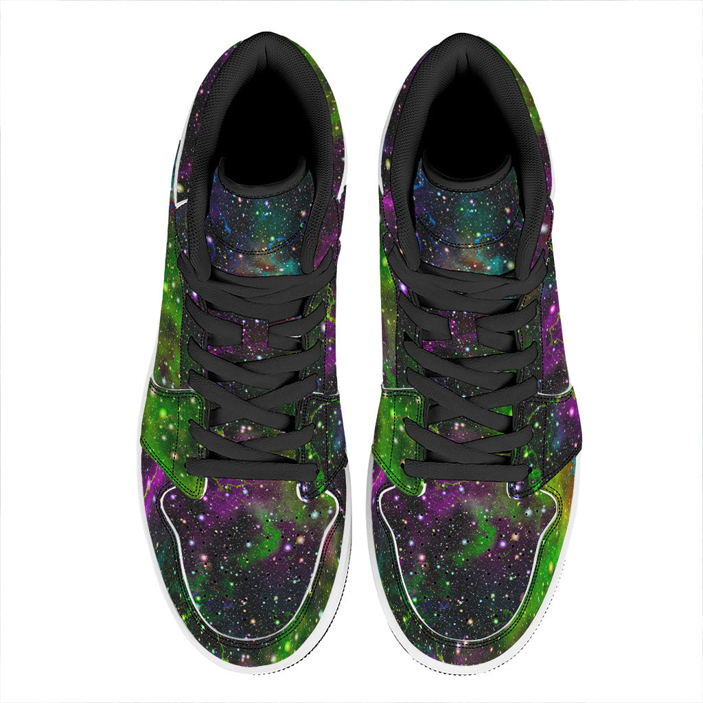 Abstract Dark Galaxy Space Print High Top Leather Sneakers