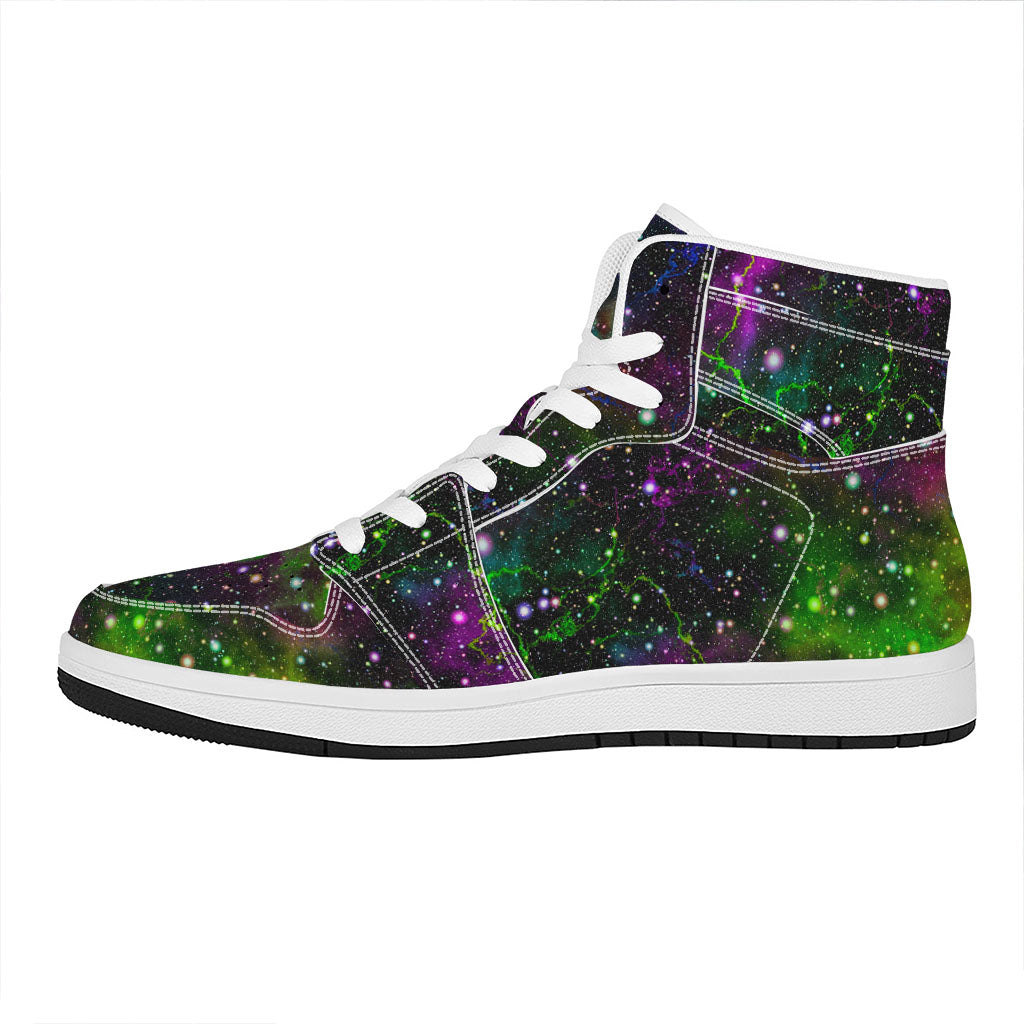 Abstract Dark Galaxy Space Print High Top Leather Sneakers