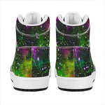 Abstract Dark Galaxy Space Print High Top Leather Sneakers
