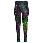 Abstract Dark Galaxy Space Print High-Waisted Pocket Leggings