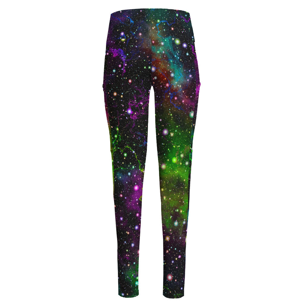 Abstract Dark Galaxy Space Print High-Waisted Pocket Leggings