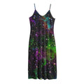 Abstract Dark Galaxy Space Print Jersey Midi Cami Dress