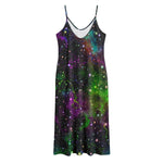 Abstract Dark Galaxy Space Print Jersey Midi Cami Dress