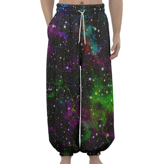 Abstract Dark Galaxy Space Print Lantern Pants