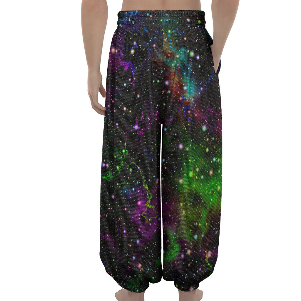 Abstract Dark Galaxy Space Print Lantern Pants
