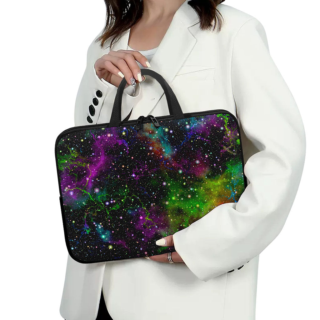 Abstract Dark Galaxy Space Print Laptop Sleeve With Handle