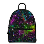 Abstract Dark Galaxy Space Print Leather Backpack