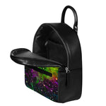 Abstract Dark Galaxy Space Print Leather Backpack