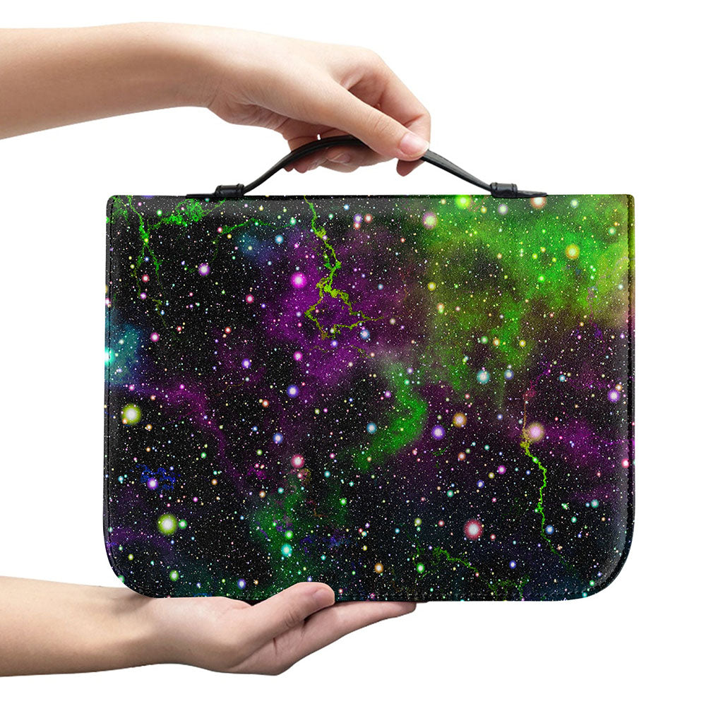 Abstract Dark Galaxy Space Print Leather Bible Cover