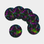 Abstract Dark Galaxy Space Print Leather Coaster Set