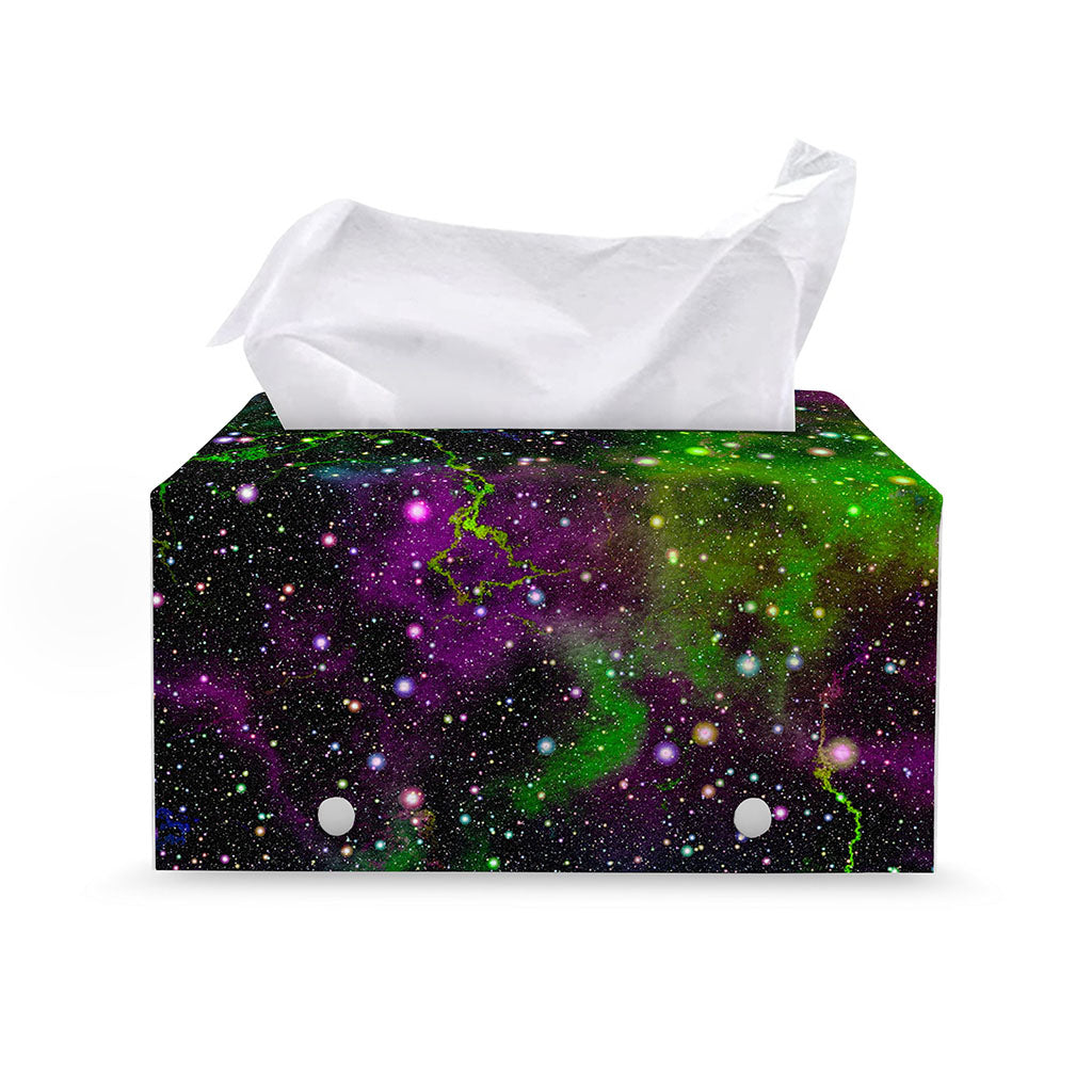 Abstract Dark Galaxy Space Print Leather Tissue Box Cover