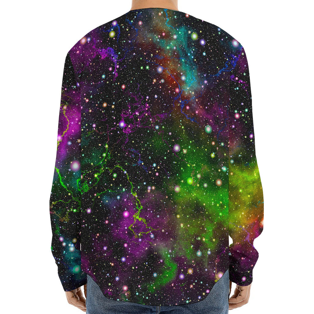 Abstract Dark Galaxy Space Print Long Sleeve Baseball Jersey