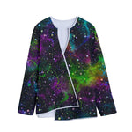Abstract Dark Galaxy Space Print Long Sleeve Short Coat
