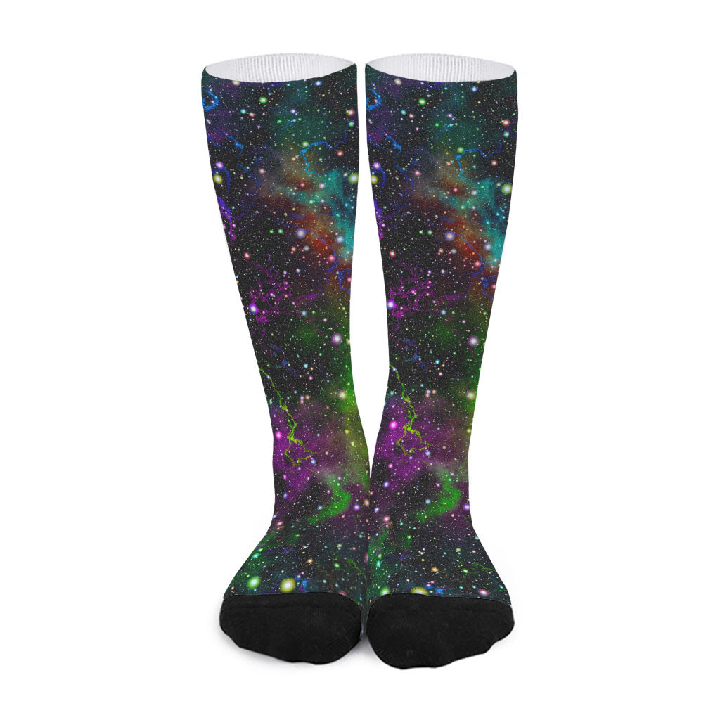 Abstract Dark Galaxy Space Print Long Socks