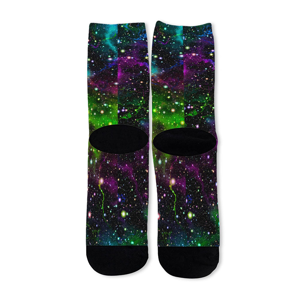 Abstract Dark Galaxy Space Print Long Socks