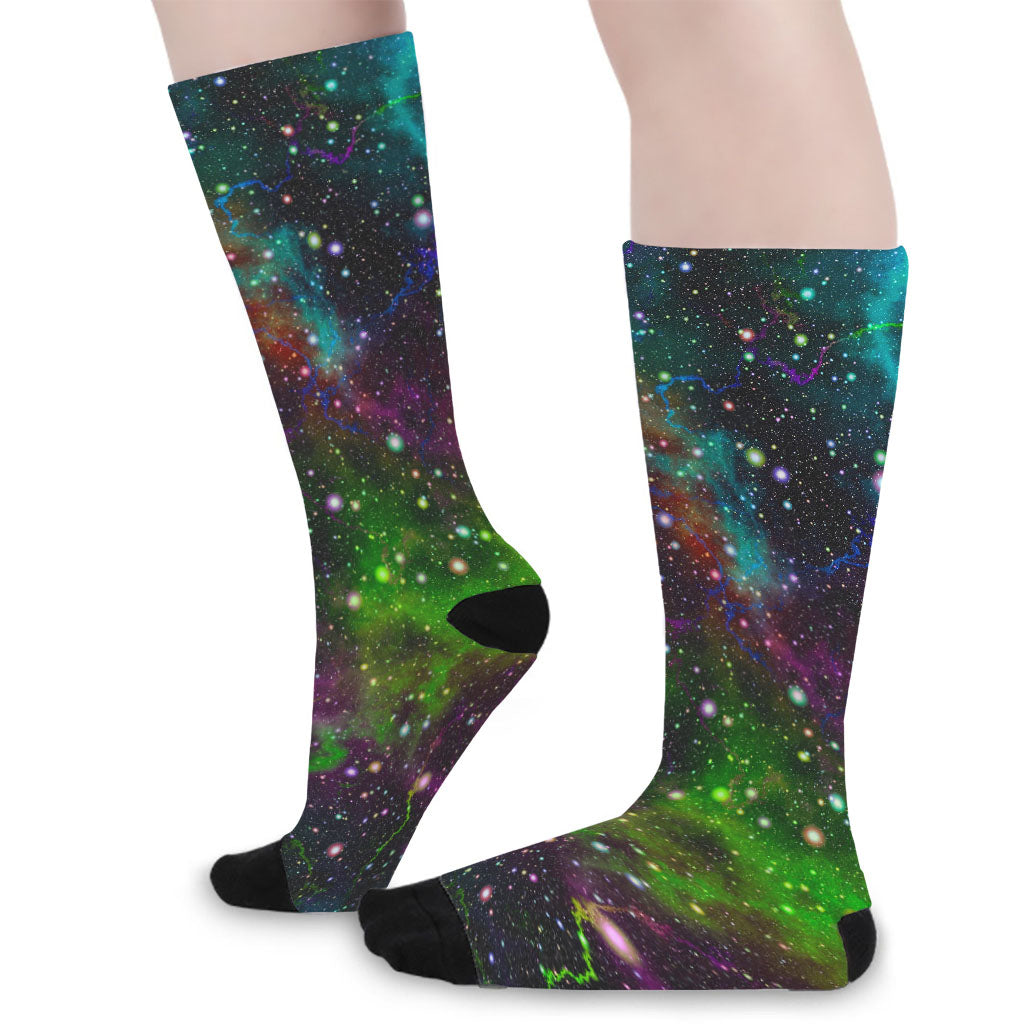 Abstract Dark Galaxy Space Print Long Socks