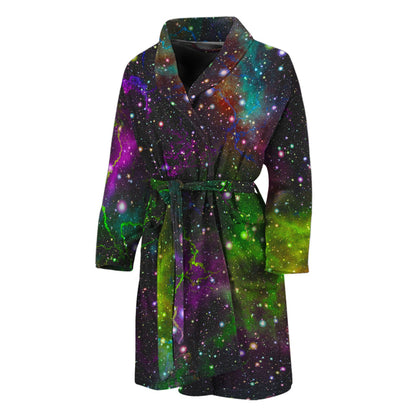 Abstract Dark Galaxy Space Print Men's Bathrobe